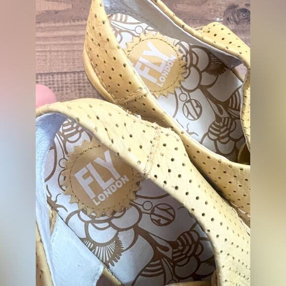 Fly London Ylva Platform Wedge Sandals Leather Yellow chunky heel comfy 40 9/9.5 - Picture 4 of 9